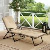 Sand Dune Foldable Steel Outdoor Chaise Lounge, Beige/Black