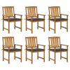 Patio Chairs with Cushions 6 pcs Solid Acacia Wood