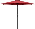 Simple Deluxe 9ft Outdoor Market Table Patio Umbrella with Button Tilt; Crank and 8 Sturdy Ribs for Garden; Red