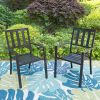 Set of 2 Patio Outdoor Dining Chairs, Metal Stackable Bistro Chairs for Garden, Backyard, Support 300 LB, Black
