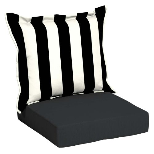 45" x 24" Black Stripe Rectangle Outdoor 2-Piece Deep Seat Cushion