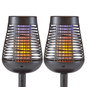 Solar Insect Killer Torch with LED Flame Effect, Black Torch, Area Bug Zapper, 2 Pack