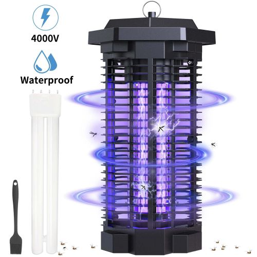 Bug Zapper 4000 Volt Waterproof Electric Mosquito Killer Trap mosquito repellent outdoor for Home Backyard Patio Garden, Black