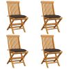 Patio Chairs with Taupe Cushions 4 pcs Solid Teak Wood