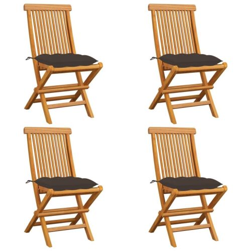 Patio Chairs with Taupe Cushions 4 pcs Solid Teak Wood
