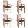 Dining Chairs 4 pcs with Taupe Cushions Solid Teak Wood