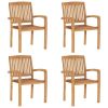 Stacking Patio Chairs 4 pcs Solid Teak Wood