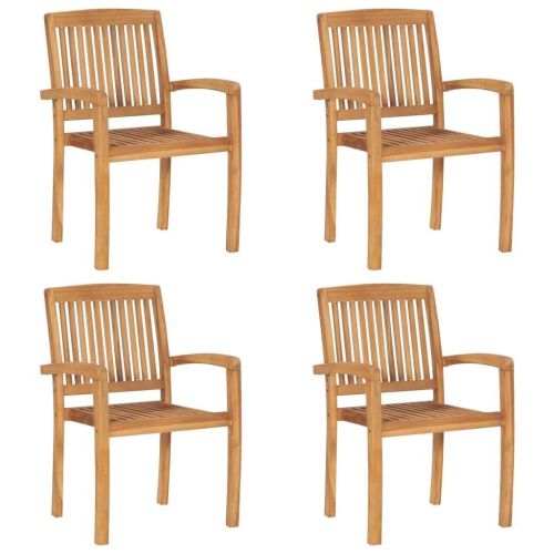 Stacking Patio Chairs 4 pcs Solid Teak Wood