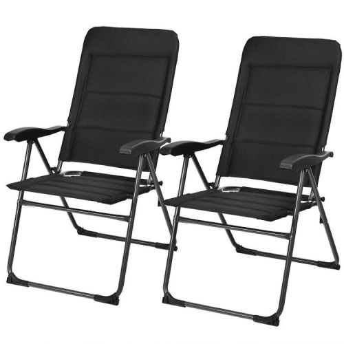 2 Pieces Outdoor Folding Patio Chairs with Adjustable Backrests for Bistro and Backyard 2 Pieces Outdoor Folding Patio Chairs with Adjustable Backrests for Bistro and Backyard