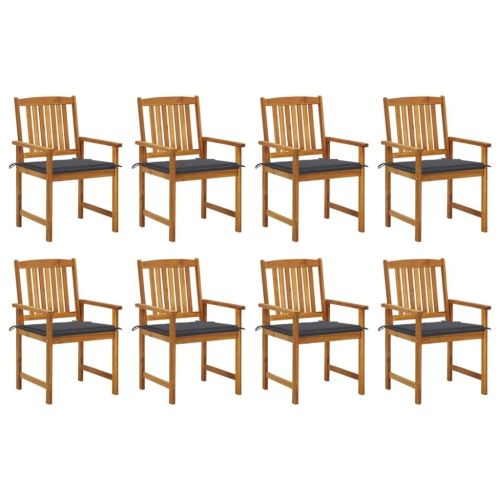 Patio Chairs with Cushions 8 pcs Solid Acacia Wood