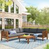 Wood Structure Outdoor Sofa Set with gray Cushions Exotic design Water-resistant and UV Protected texture Two-person Sofa One Corner Sofa plus One Cof