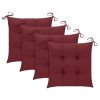 Dining Chairs 4 pcs with Wine Red Cushions Solid Teak Wood