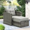 Outdoor Wicker Furniture Single Chair with Ottoman