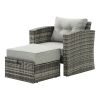 Outdoor Wicker Furniture Single Chair with Ottoman