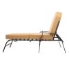Adjustable Outdoor Steel Patio Chaise Lounge Chair with 5 Positions, UV-Resistant Cushions Beige