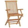 Patio Chairs with Cream White Cushions 8 pcs Solid Teak Wood
