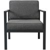 Outdoor Patio 5-piece Aluminum Alloy Conversation Set Sofa Set with Coffee Table and Stools for Poolside; Garden; Black Frame+Gray Cushion
