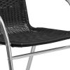 Aluminum and Black Rattan Indoor and Outdoor Dining Chairs