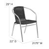 Aluminum and Black Rattan Indoor and Outdoor Dining Chairs
