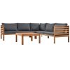 Wood Structure Outdoor Sofa Set with gray Cushions Exotic design Water-resistant and UV Protected texture Two-person Sofa One Corner Sofa plus One Cof
