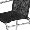 Aluminum and Black Rattan Indoor and Outdoor Dining Chairs