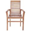 Dining Chairs 4 pcs with Wine Red Cushions Solid Teak Wood