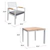 5 Pcs Aluminum Furniture Dining Sets;  Outdoor Dining Sets with 4Pcs Armchair and Table; Holds for 4 Seater; White