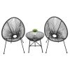 3-Piece All-Weather Patio Acapulco Bistro Furniture Set with 2 Chairs & Glass Top Table Gray-dk