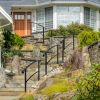 Artisasset Outdoor 1-4 Steps Adjustable Wrought Iron Handrails Black