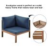 Wood Structure Outdoor Sofa Set with gray Cushions Exotic design Water-resistant and UV Protected texture Two-person Sofa One Corner Sofa plus One Cof