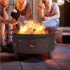 Iron Fire Pit Set Heating Equipment Camping Fire Bowl with Poker Mesh Cover for BBQ Backyard Patio Outdoor Fireplace Black