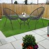 3-Piece All-Weather Patio Acapulco Bistro Furniture Set with 2 Chairs & Glass Top Table Gray-dk