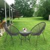 3-Piece All-Weather Patio Acapulco Bistro Furniture Set with 2 Chairs & Glass Top Table Gray-dk