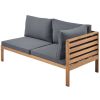 Wood Structure Outdoor Sofa Set with gray Cushions Exotic design Water-resistant and UV Protected texture Two-person Sofa One Corner Sofa plus One Cof