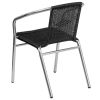 Aluminum and Black Rattan Indoor and Outdoor Dining Chairs