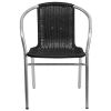 Aluminum and Black Rattan Indoor and Outdoor Dining Chairs