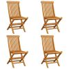 Patio Chairs with Red Cushions 4 pcs Solid Teak Wood