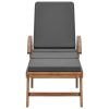 Sun Lounger with Cushion Solid Teak Wood Dark Gray