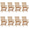 Patio Chairs with Cream White Cushions 8 pcs Solid Teak Wood