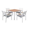 5 Pcs Aluminum Furniture Dining Sets;  Outdoor Dining Sets with 4Pcs Armchair and Table; Holds for 4 Seater; White