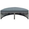 2-Piece All-Weather PE Wicker Conversation Set Rattan Sofa Set Outdoor Patio Half-moon Sectional Furniture Set w/ Side Table for Umbrella;  Gray Ratta