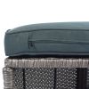 2-Piece All-Weather PE Wicker Conversation Set Rattan Sofa Set Outdoor Patio Half-moon Sectional Furniture Set w/ Side Table for Umbrella;  Gray Ratta