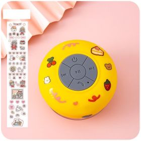 Lovely waterproof wireless Bluetooth small sound sucker bathroom Mini subwoofer desktop mini speaker universal (Color: Yellow)