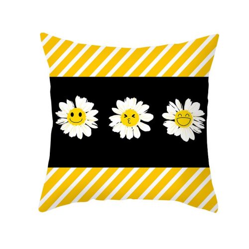 Modern Yellow Daisy Flower Cushion Cover Creative Letter Print Pillow Case