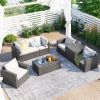 Patio Furniture Sets;  7-Piece Patio Wicker Sofa ;  Cushions;  Chairs ;  a Loveseat ;  a Table and a Storage Box