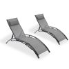 2PCS Set Chaise Lounges Outdoor Lounge Chair Lounger Recliner Chair For Patio Lawn Beach Pool Side Sunbathing