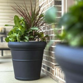 Claremont 18" Tall 2pk Black Round Indoor Outdoor Plastic Flower Planter (Color: Black)