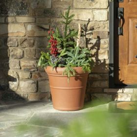 Claremont 18" Tall 2pk Black Round Indoor Outdoor Plastic Flower Planter (Color: Terracotta)