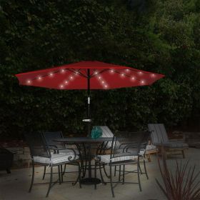 10 Foot Patio Umbrella with Solar LED Light (Color: Red)