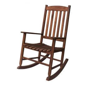 Outdoor wooden porch rocking chair with weather resistant finish (Material: Acacia Hardwood, Color: Brown)